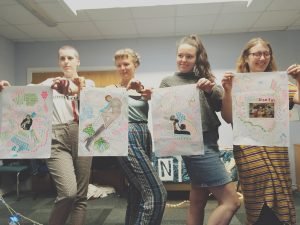 Hannah, Freya, Poppy and Ailsa with their feminist posters